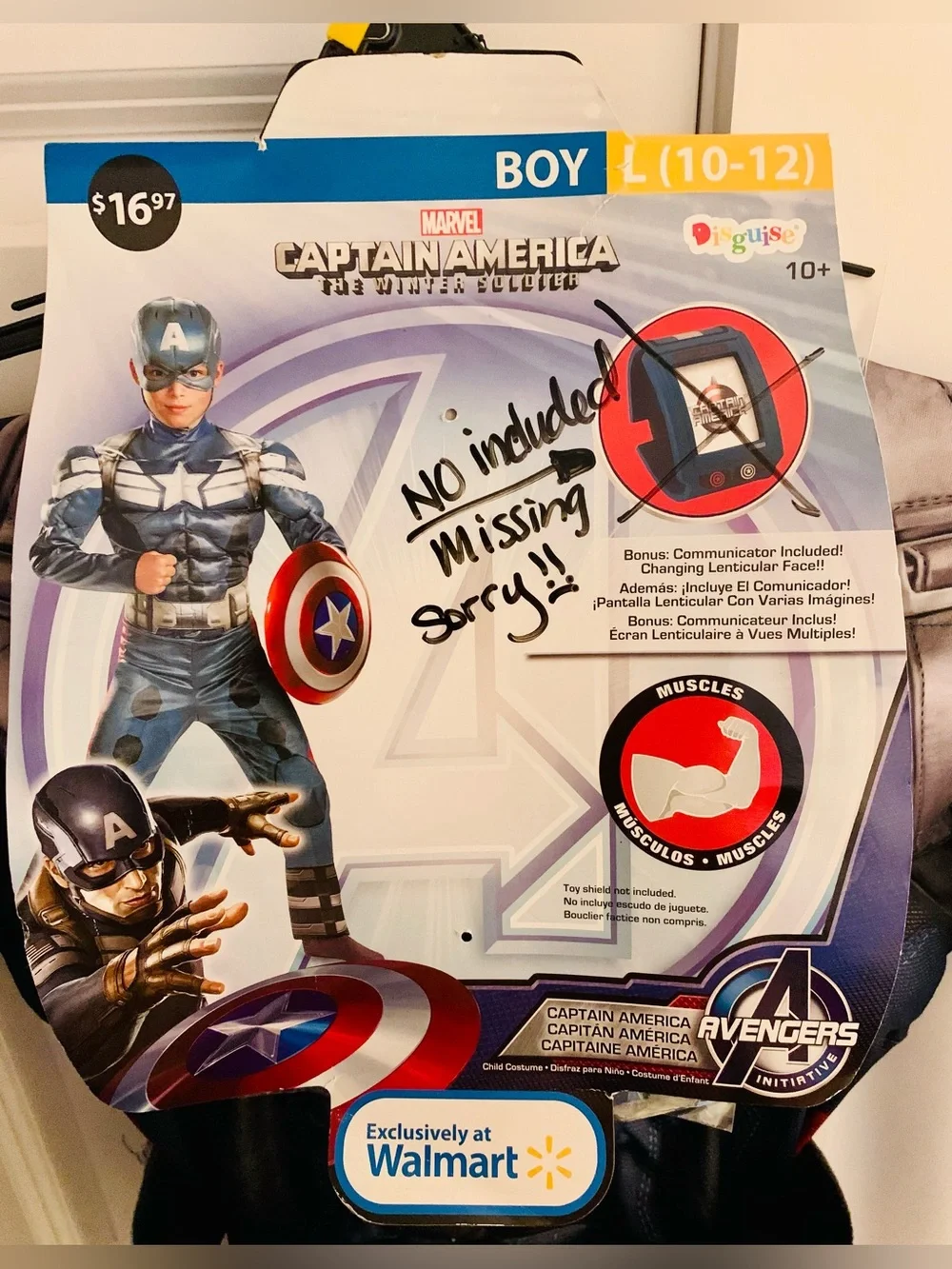 Boys Marvel Captain America Blue and White Muscle Kids Superhero Costume